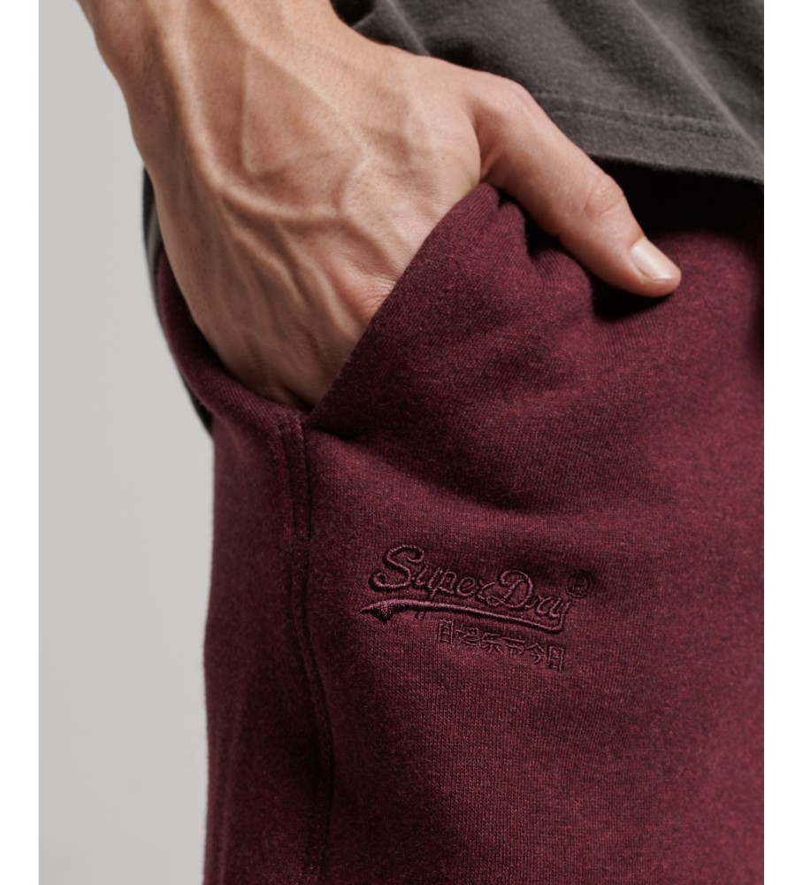 Calça jogger reta de algodão orgânico Superdry com logo vintage bordô