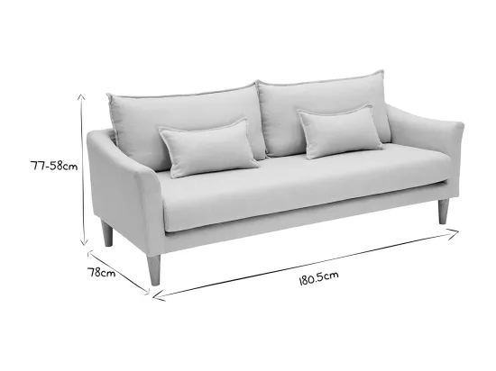 Canapé scandinave 3 places en tissu beige et bois clair KATE