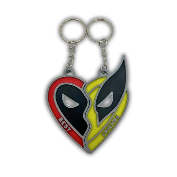 Deadpool & Wolverine hjerte nøkkelring kjede glidelås henger