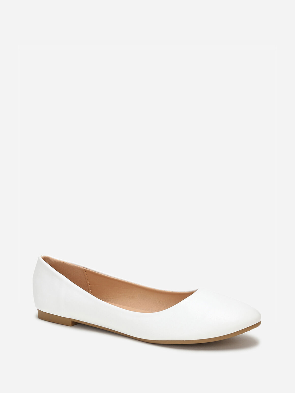 Ballerines à bout arrondi grandes tailles- Blanc