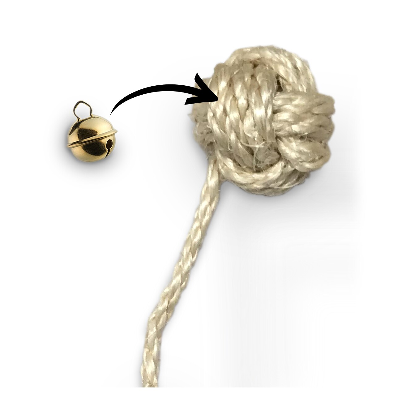 Kater Kasimir Katzenball Affenfaust aus reinem Sisal mit Glöckchen