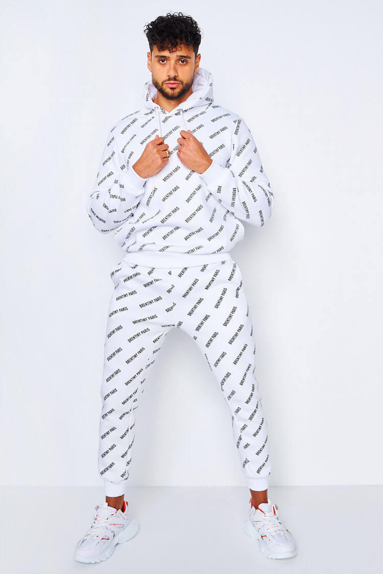 Ensemble blanc sweat + jogging imprimé Brentiny