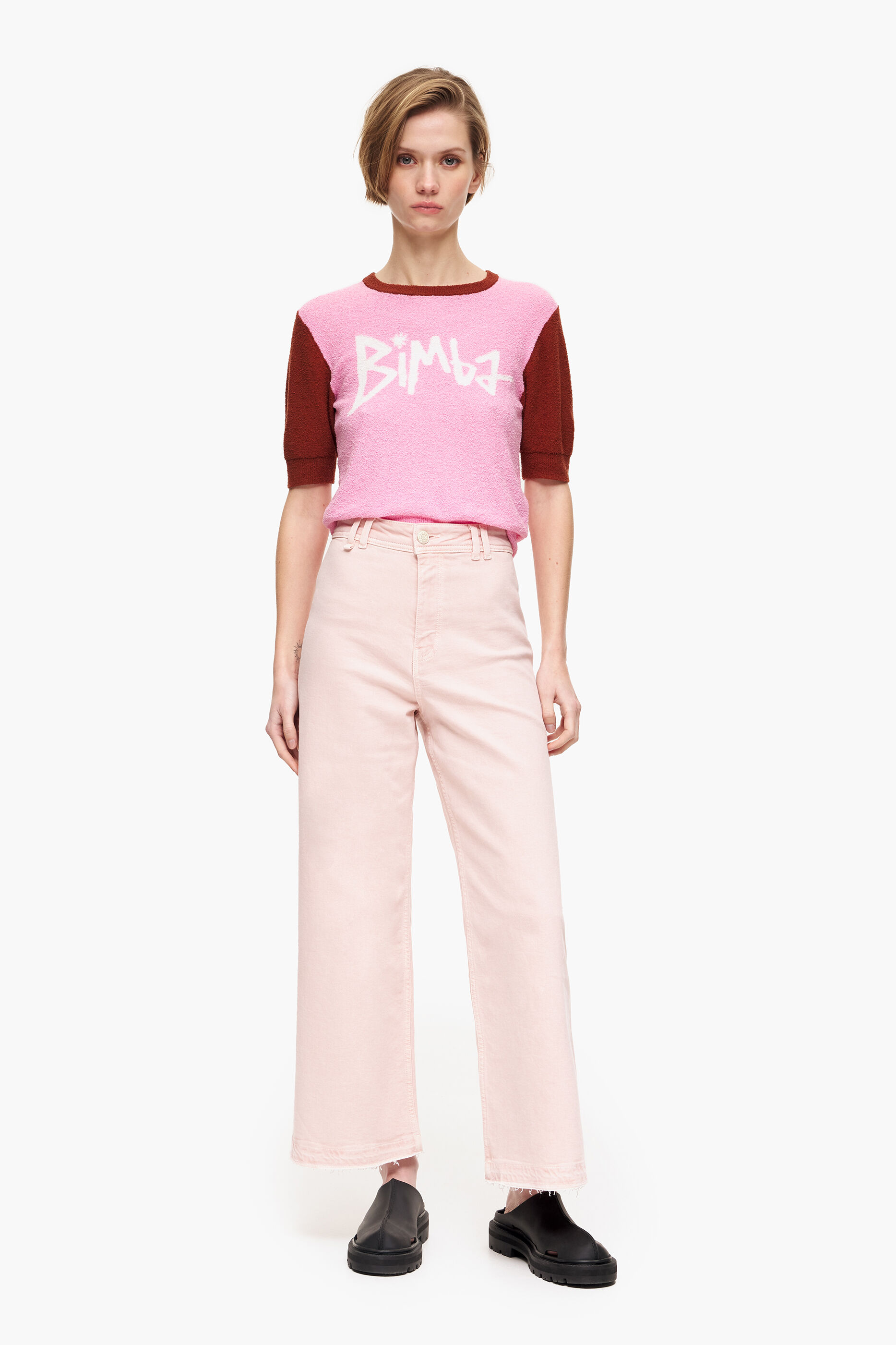 CULOTTE - Calça jeans rosa de cintura alta