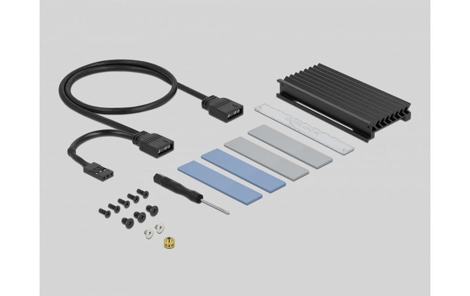 Host Bus Adapter PCIe x4 - M.2, NVMe, Key M, RGB-LEDPCI-Express x4 Schnittstellenkarte mit einem M.2-Slot und RGB-LED-Beleuchtung