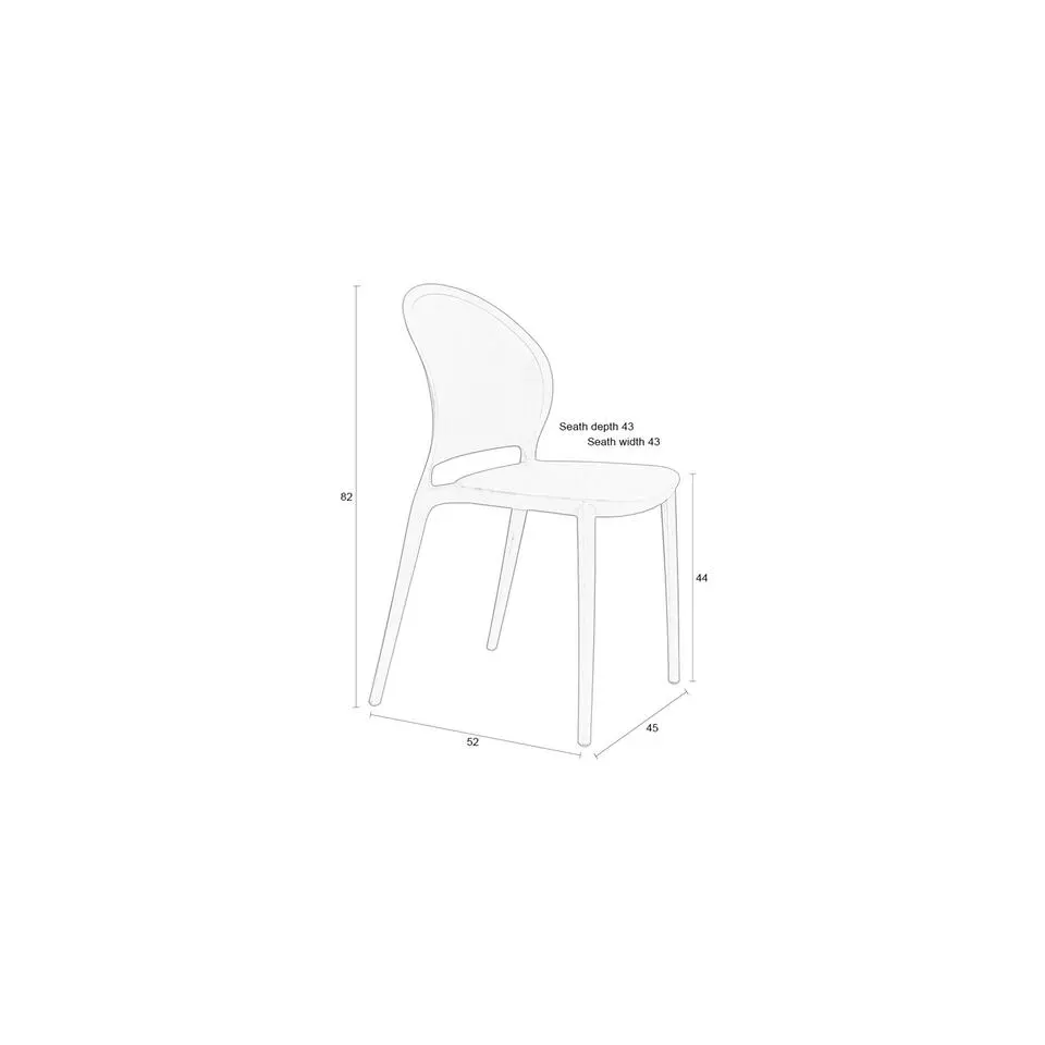 Housecraft Sjoerd Tuinstoelen/ Eetkamerstoelen Kunststof Grijs - Set van 4