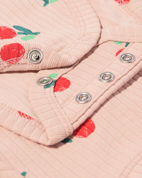 body croisé évolutif côtelé nouveau-né avec bambou stretch fleurs rose pâle