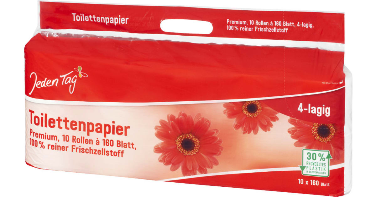 Jeden Tag Toilettenpapier 10x 160 Blatt 4-lagig