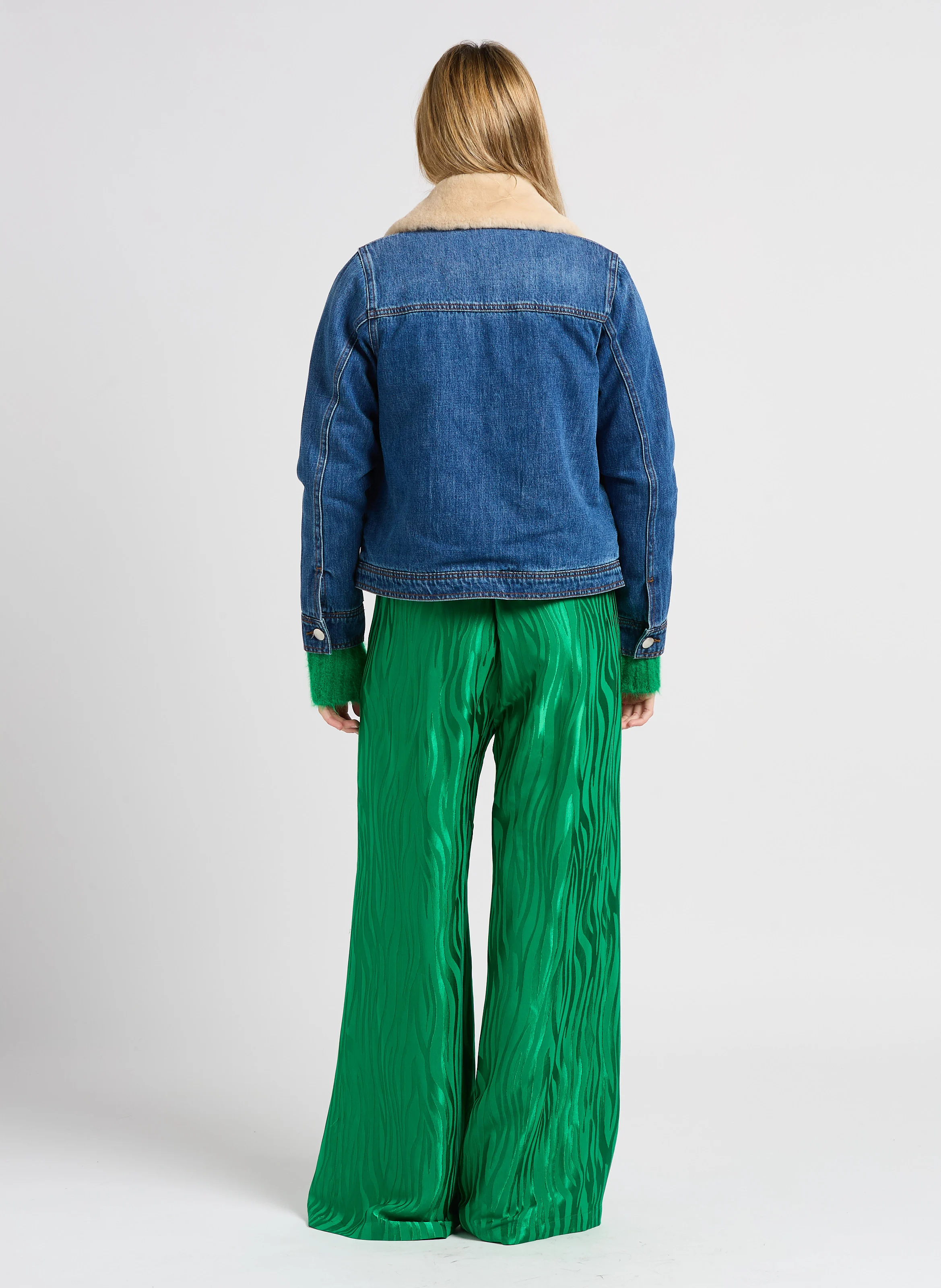 JUMBO - Pantalon large en jacquard | Vert