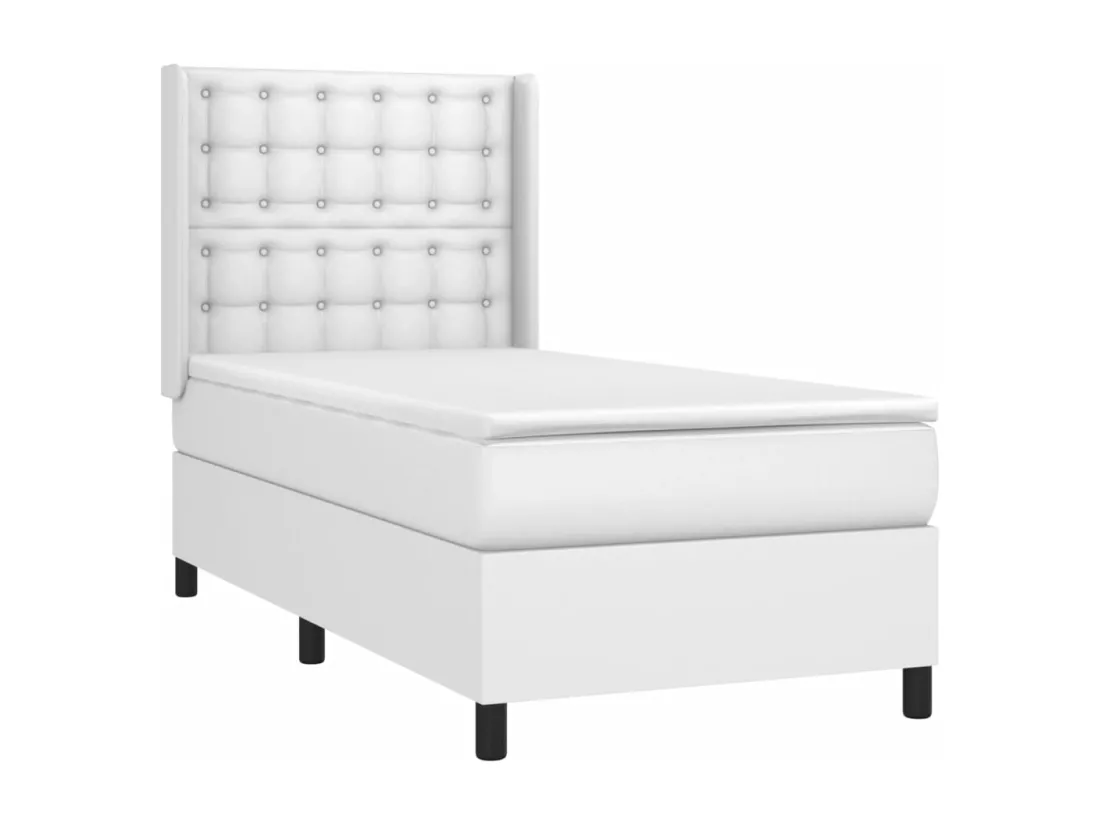 Sommier tapissier avec matelas et LED Blanc 90x190cm Similicuir