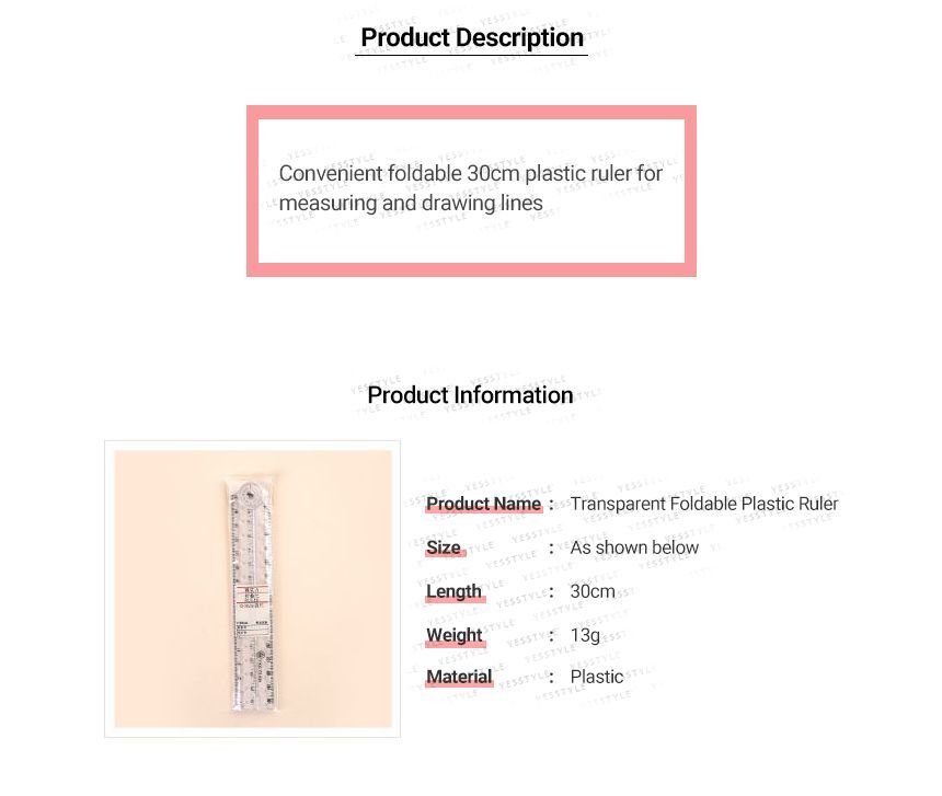Hekki - Transparante opvouwbare plastic liniaal