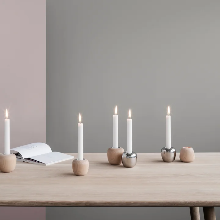 Stelton - Ora Kerzenständer, Ø 7,4 x H 7 cm, Buche