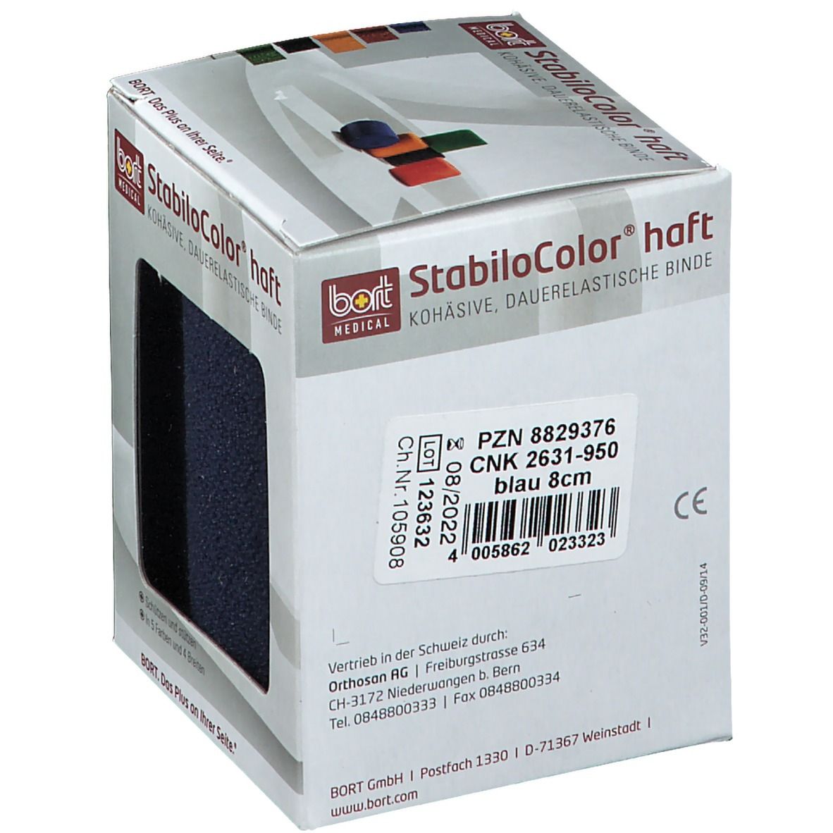 BORT StabiloColor® haft Binde 8 cm blau