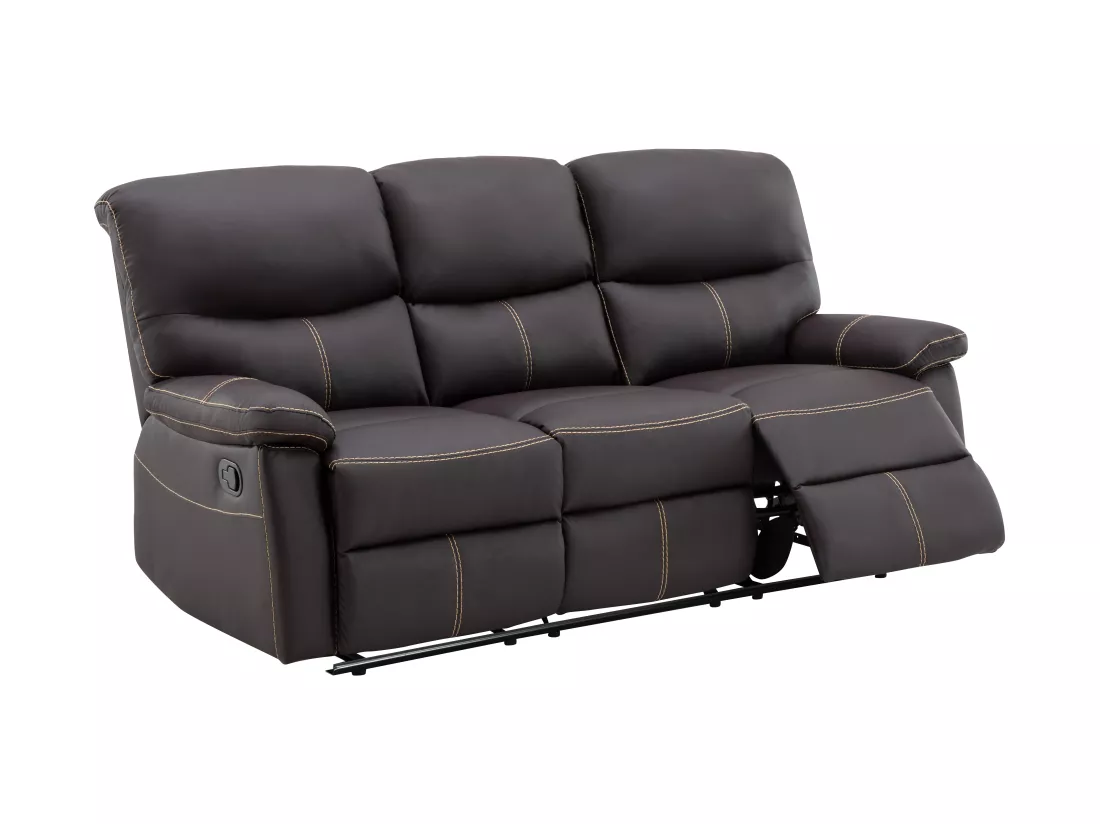 Canapé 3 places et un fauteuil relax en simili marron CANBY