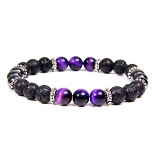 Bracelet défense en œil de tigre violet
