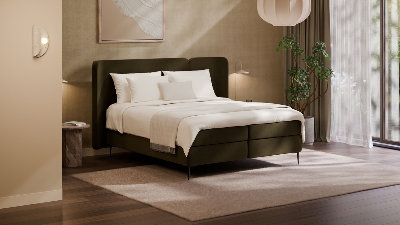 Boxspring Mesa - Soft suede forest
