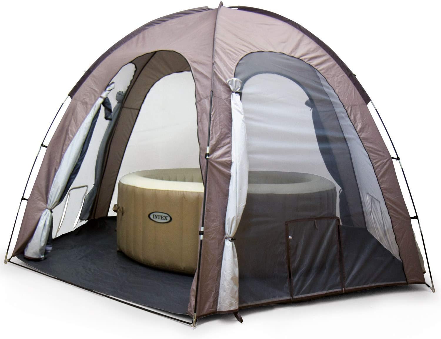 Steinbach Whirlpooldach – 036430 – Pooldach für Whirlpools bis ca. Ø 239 x 71 cm – Mit Serviceöffnungen für Technikeinheit – 350 x 290 x 220 cm (LxBxH)
