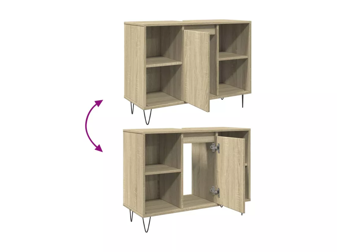 Armoire salle de bain chêne sonoma 80x33x60cm bois d'ingénierie