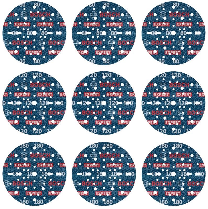Bosch 2608902448 EXPERT 9-delige set Schuurschijf O780 met film onderlaag, 150 mm (9 stuks)