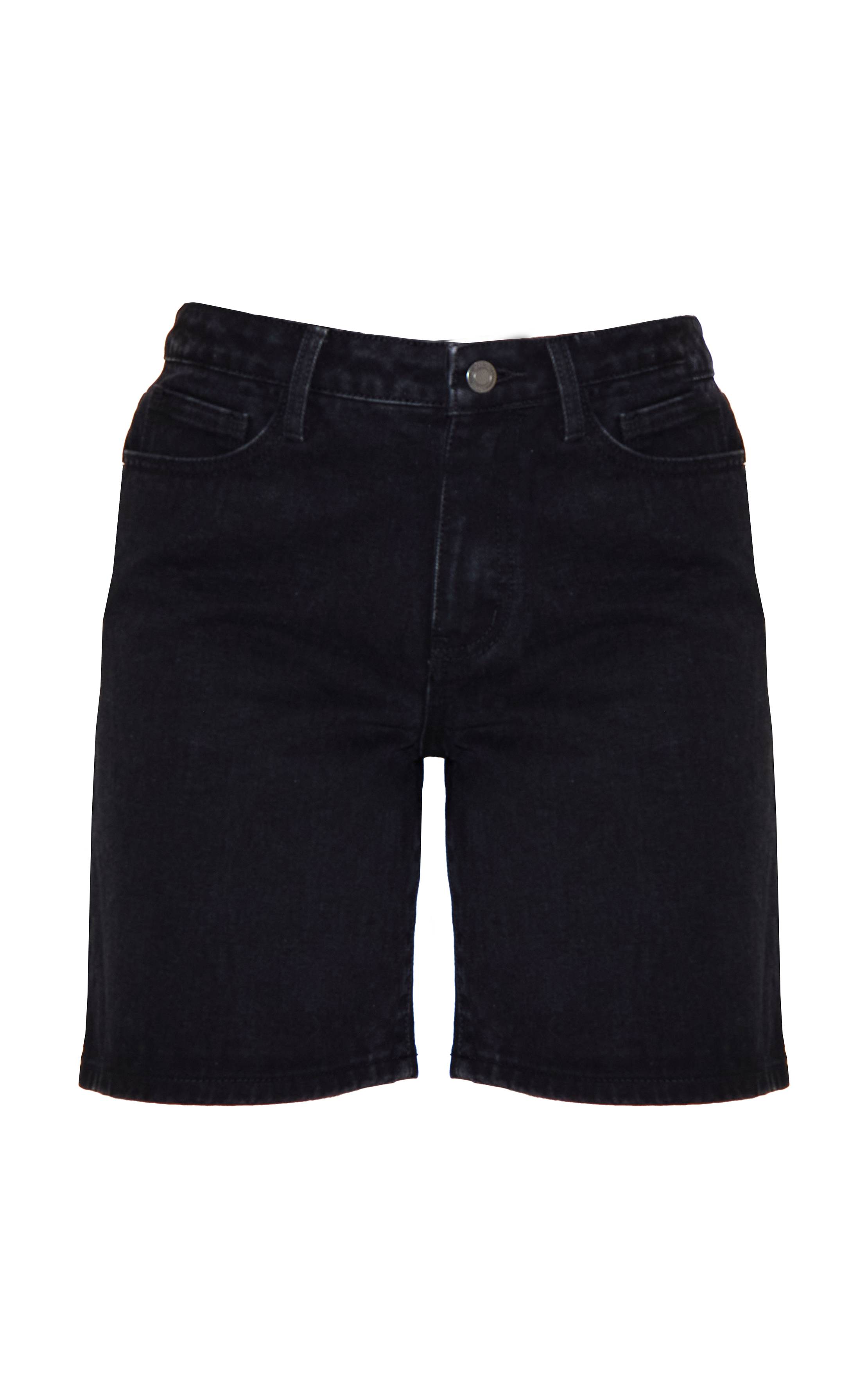 Noir Délavé Short En Jean Taille Basse