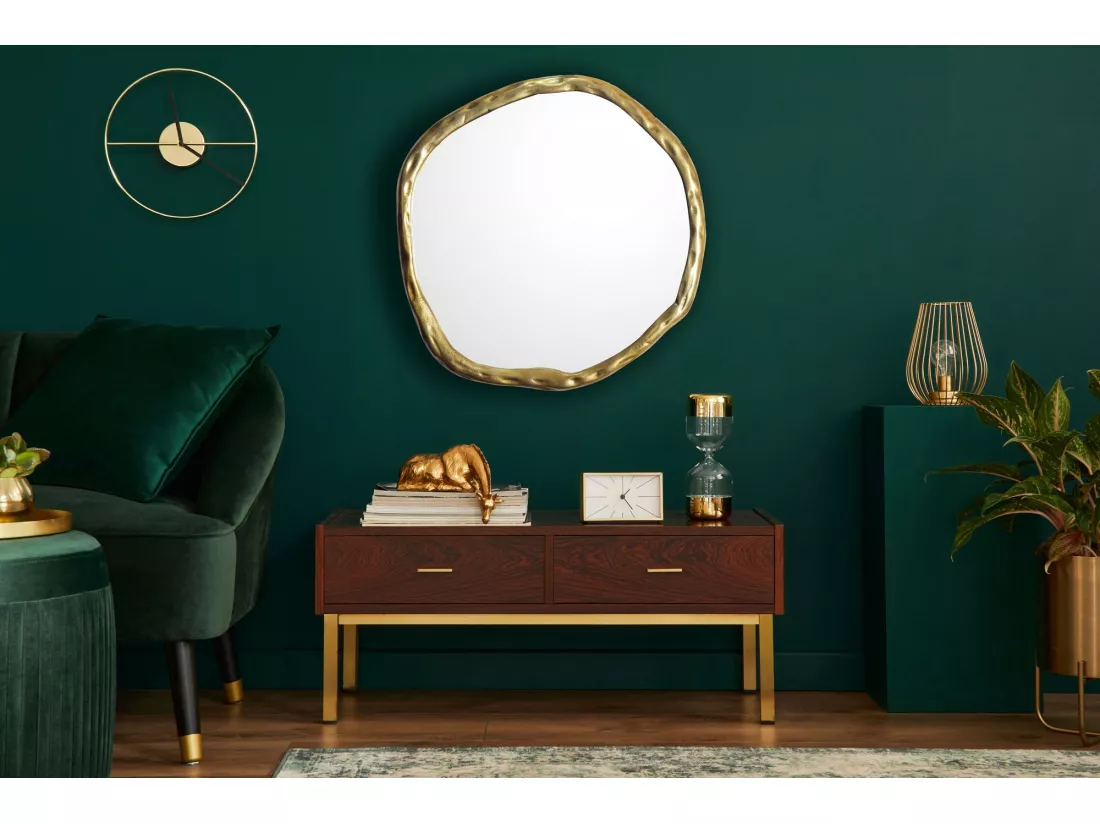 Miroir Murale Métal 60x60 cm Miroir Mur Couloir Grand Doré Asymétrique