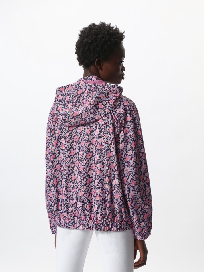Jaqueta com capuz estampada - Rosa