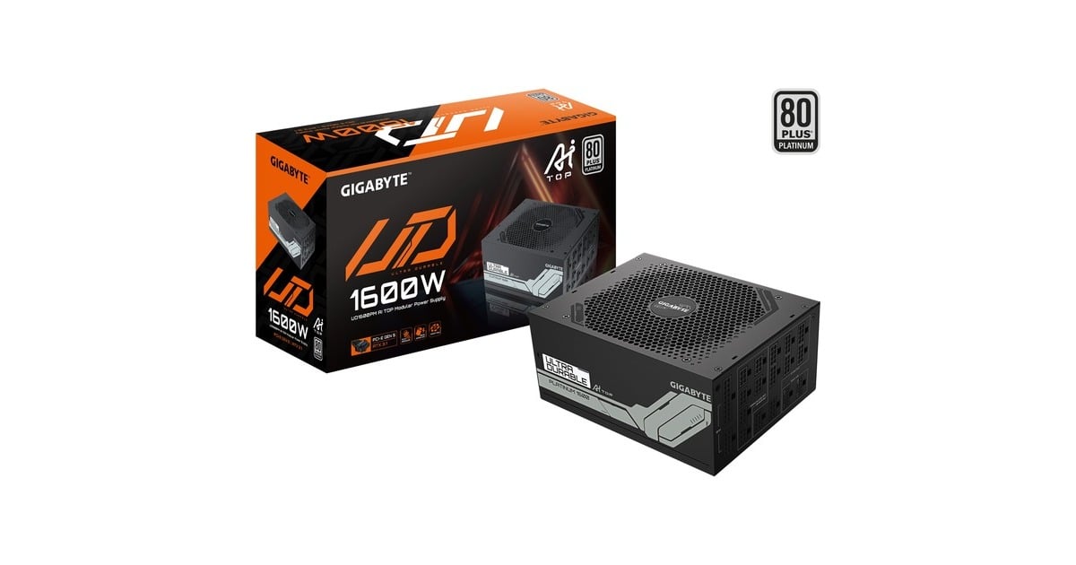 GIGABYTEUD1600PM PG5 AI TOP modulaire 1600 watt voeding   (Zwart, 8x PCIe)
