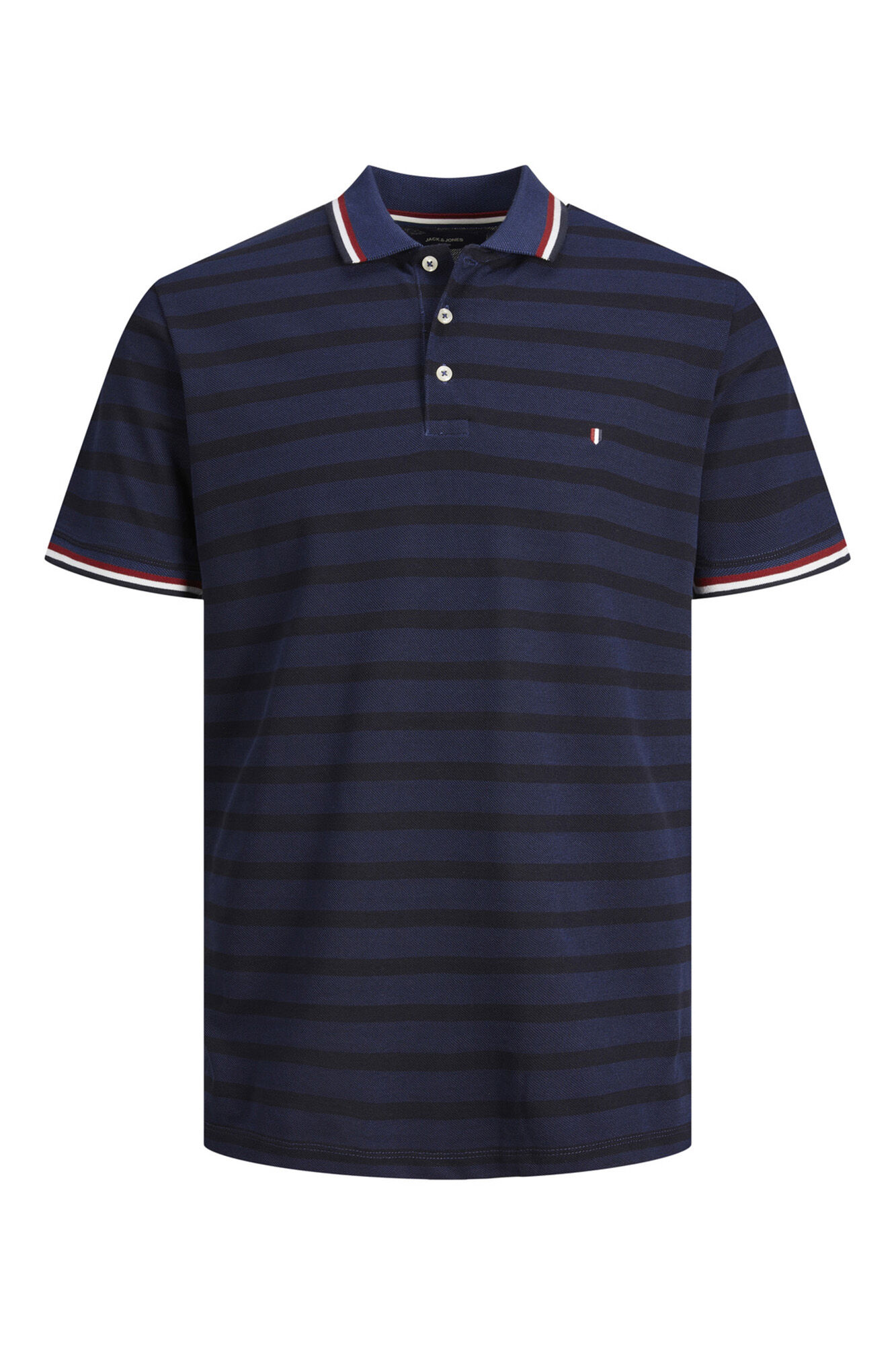 Polo com listras piqué - Azul