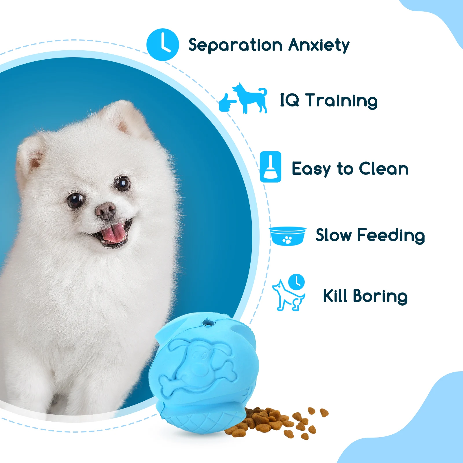 Bola para Cães Nobleza, Bola de Brinquedo para Cães, Dispensador Interativo de Petiscos, Bola Divertida para Mastigar, Brincar e Treinar, Bolas de Borracha Natural Ø 6 cm