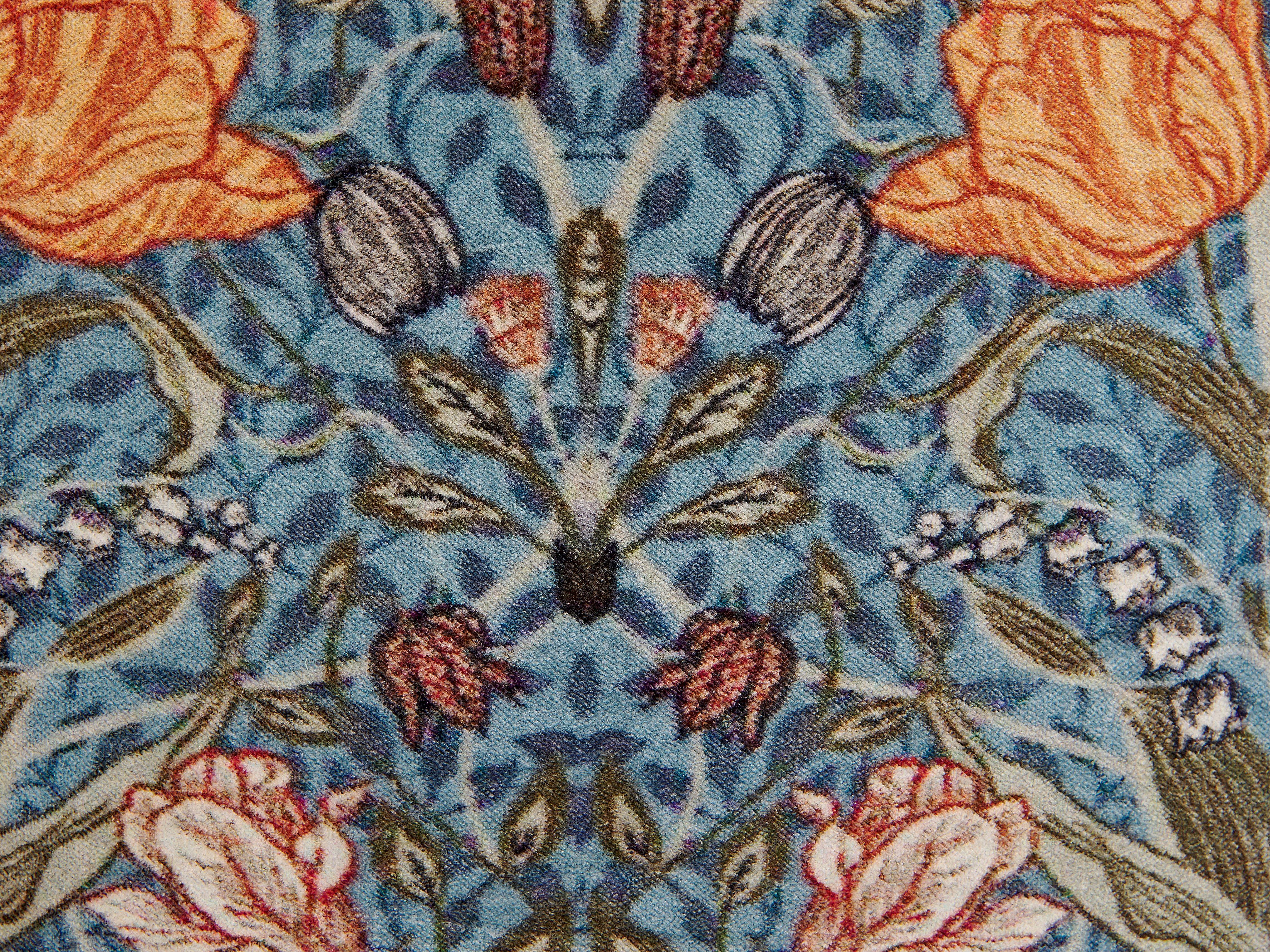 Sierkussen MITELLA Fluweel 45 x 45 cm Blauw bloempatroon