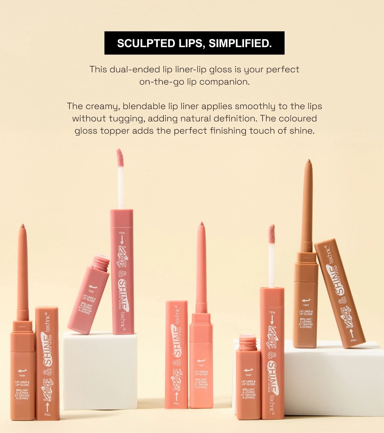Technic Cosmetics  - Duo de Delineador e Brilho Labial Line & Shine - Yours but better