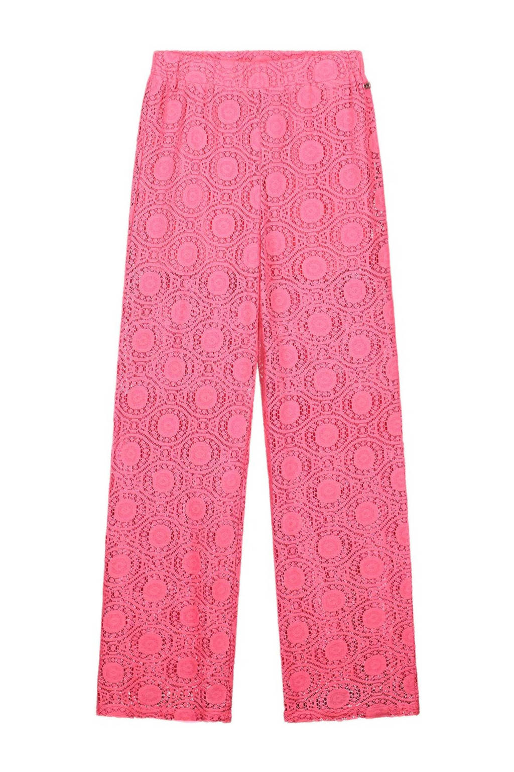 NIK&NIK wide leg broek Kimba met all over print felroze