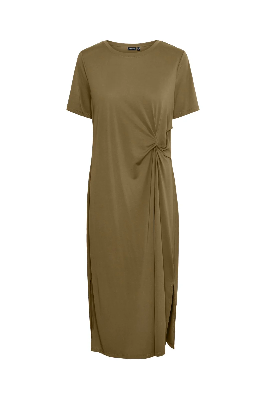 Pieces Pcanora Ss O-Neck Midi Knot Dress 4578544 beech