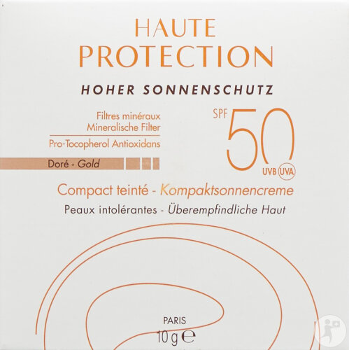 Avène Solaire IP50 Compact Teinté Doré Haute Protection Maquillage Peau Intolérante 10g