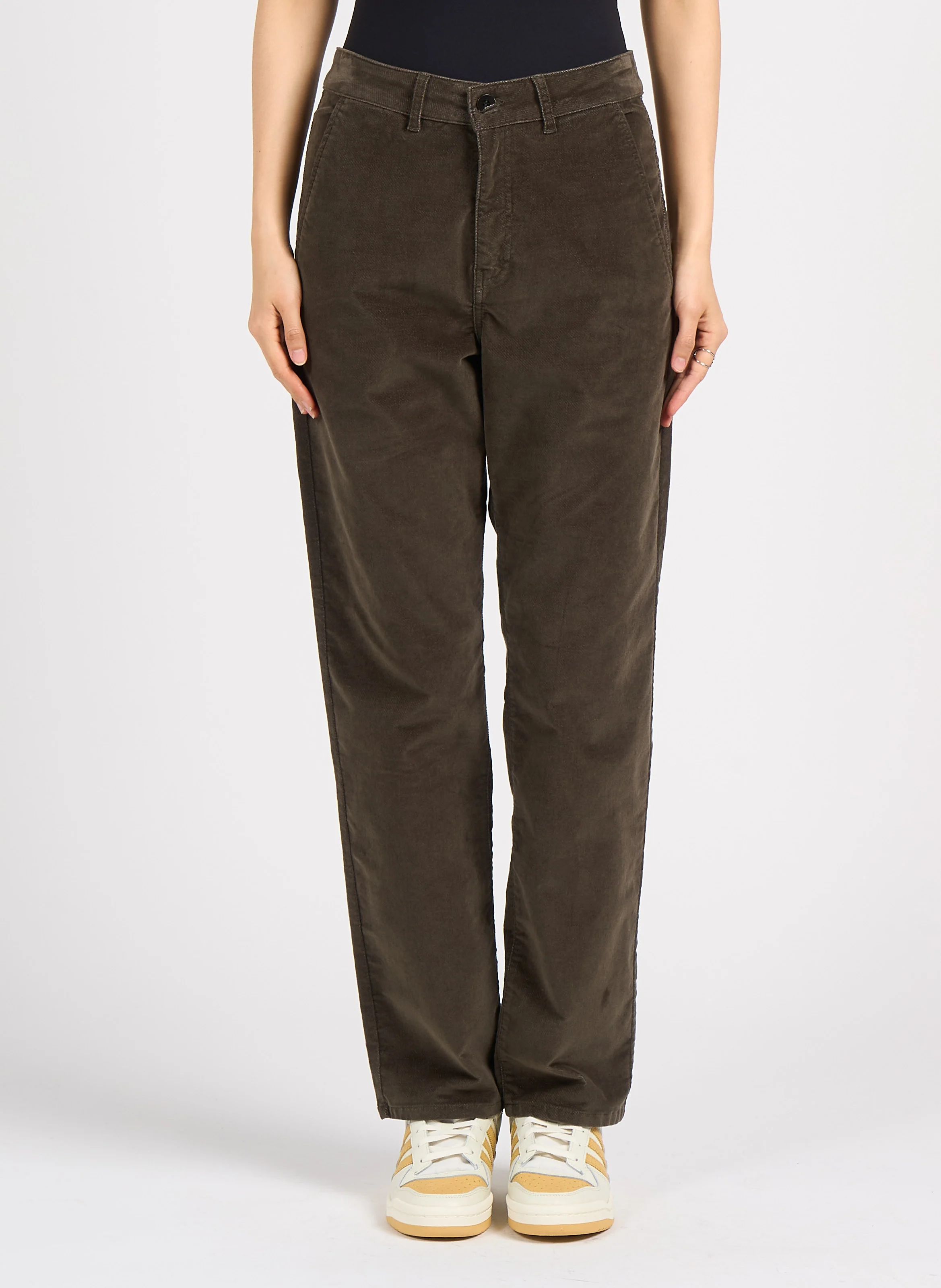 DICKENS - Pantalon droit en velours de coton mélangé| Vert