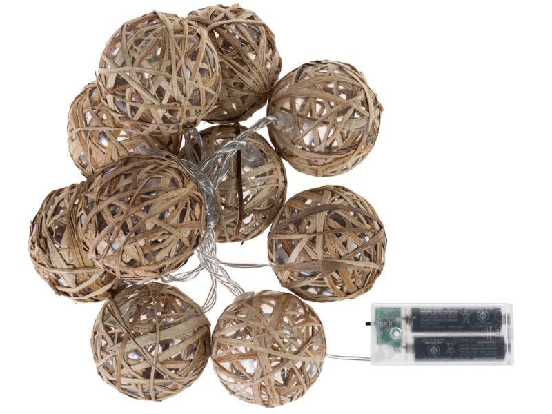 COCON Lichterkette Stroh-Rattan, 175 cm Dekorative Beleuchtung