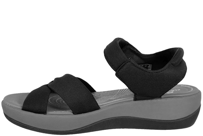 CLARKS ARLA SHORE SANDAL I SORT TEKSTIL