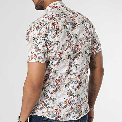 Chemise Manches Courtes Blanc Floral