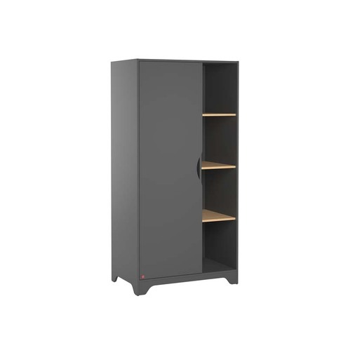 Chambre TRIO Lit 70x140 Commode Armoire LEAF Graphite/Bois - VOX