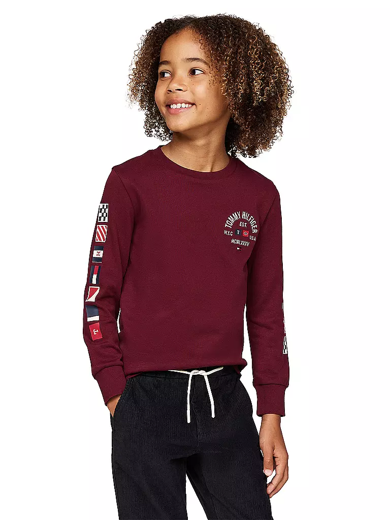 TOMMY HILFIGER Jungen Langarmshirt dunkelrot