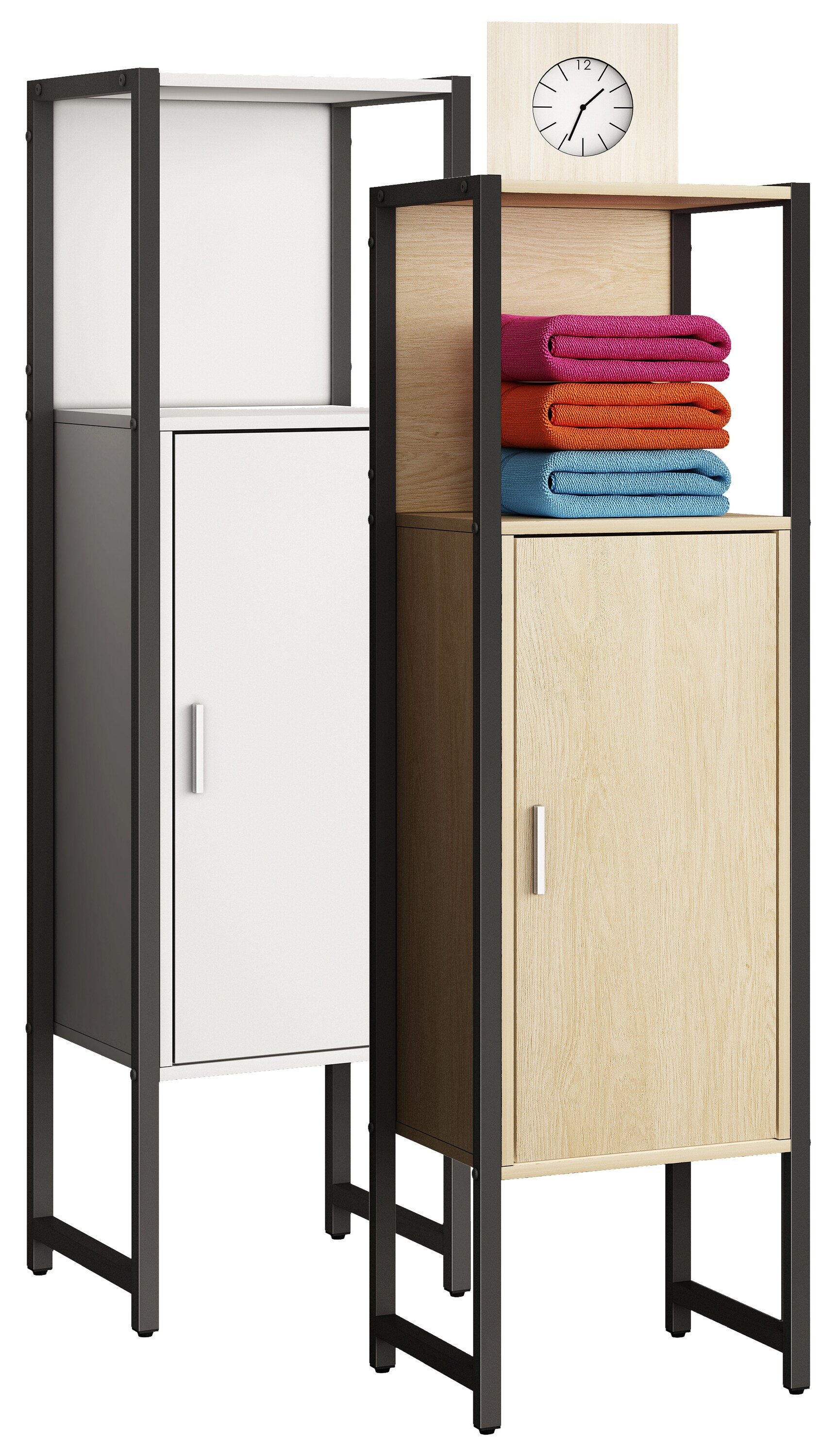 VCM Holz Metall Badmöbel Midischrank Badregal Badschrank Badezimmer Möbel Regal Edino