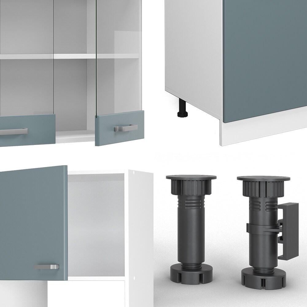 Vicco Küchenzeile R-Line Solid Weiß Blau Grau 300 cm modern Küchenschränke Küchenmöbel