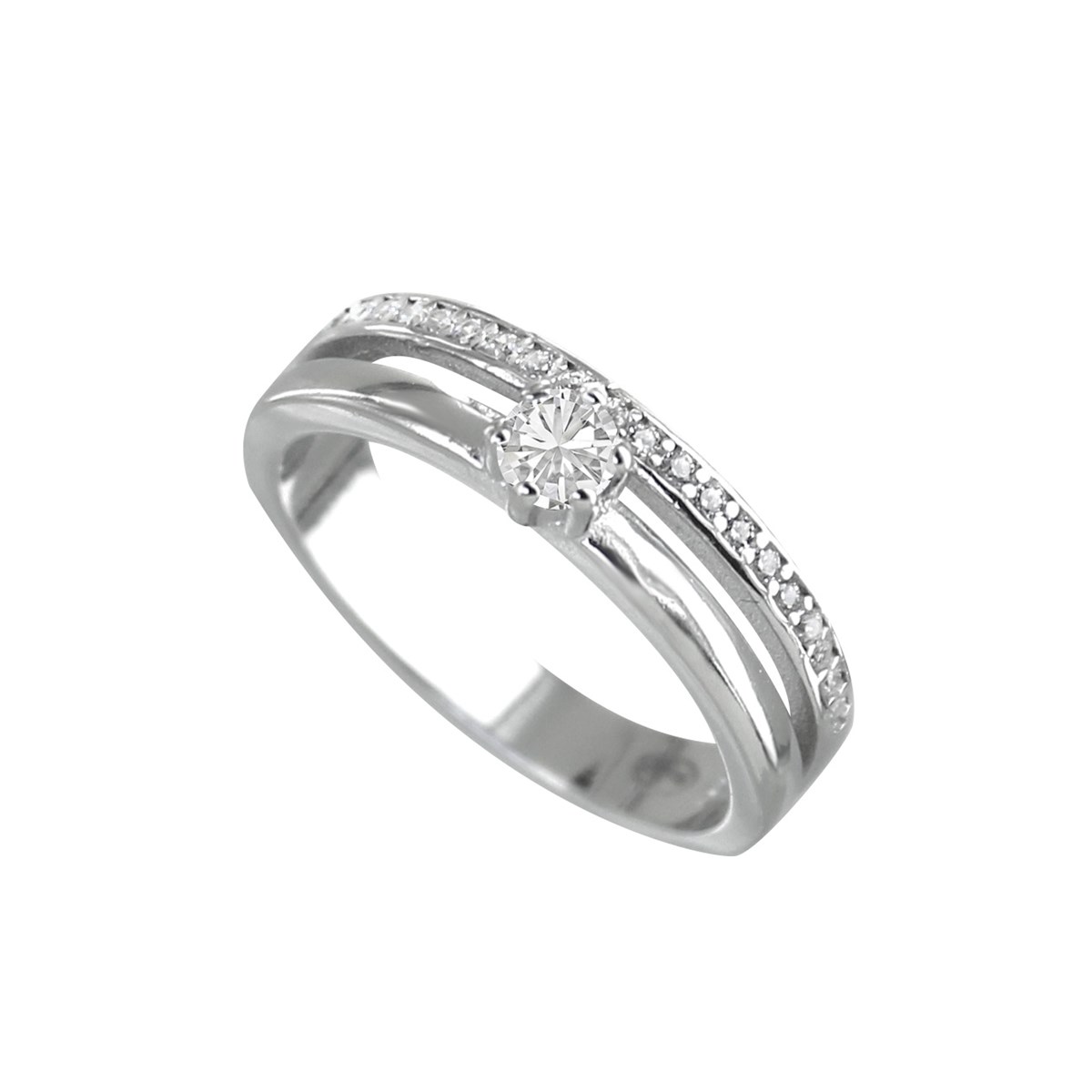 Bague argent 925 rhodié et oxyde de zirconium