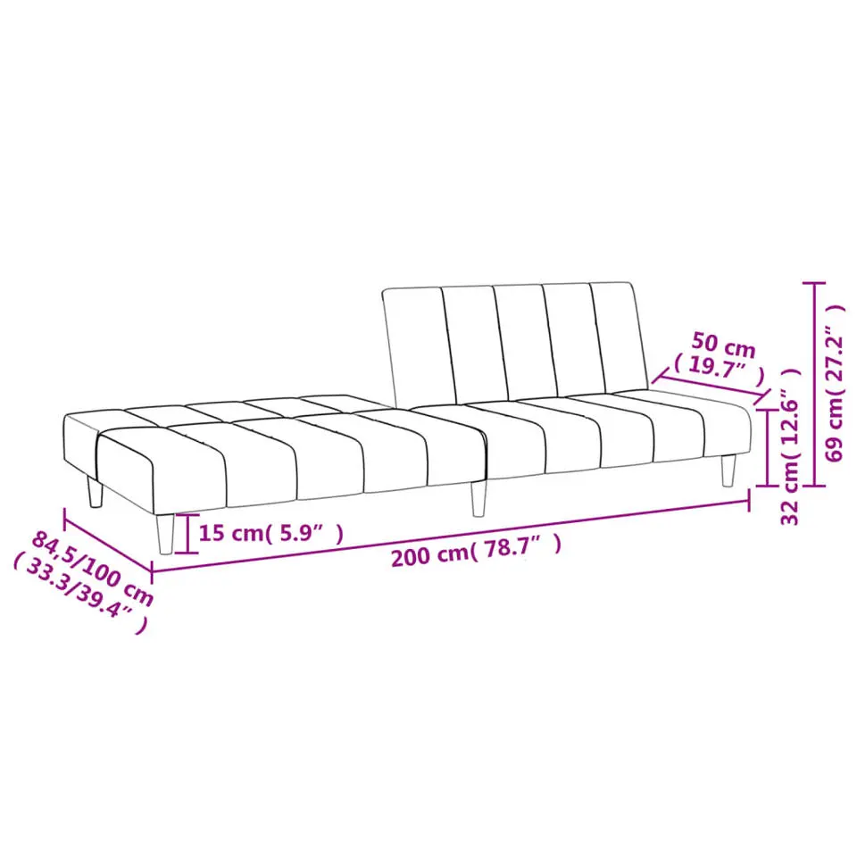 vidaXL - Slaapbank 2-zits - Crème - Stof