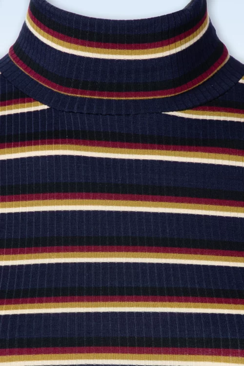 King Louie Mimmi stripe rollneck top in evening blauw