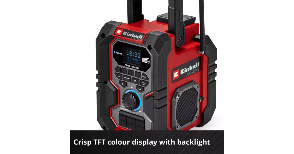 EINHELLAccu Radio TE-CR 18 Li DAB+/FM/BT - Solo bouwradio  (Rood/zwart, Accu en oplader niet inbegrepen)