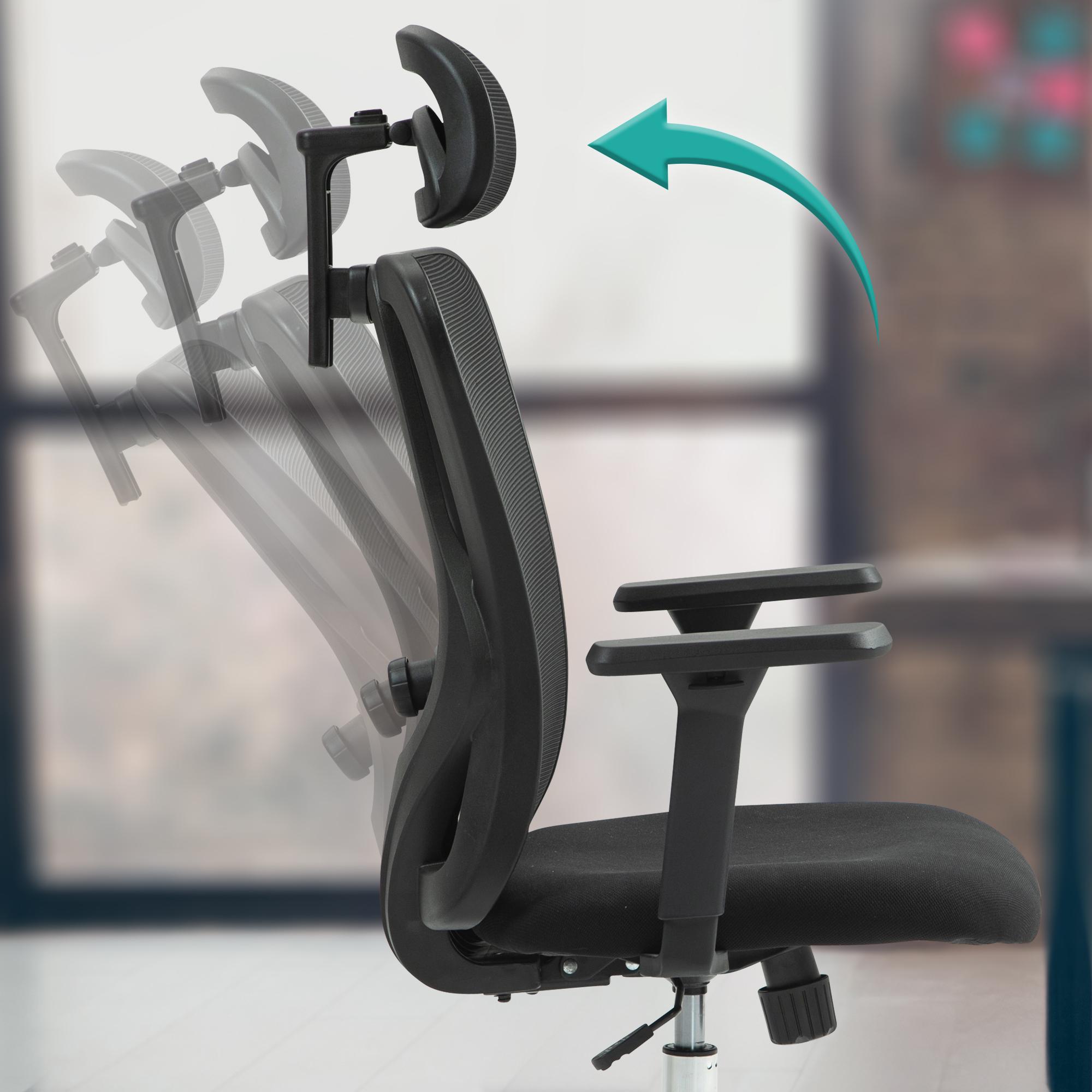 CLP Bürostuhl Bryden I ergonomischer Schreibtischstuhl I höhenverstellbarer Drehstuhl I mit Armlehnen und Kopfstütze