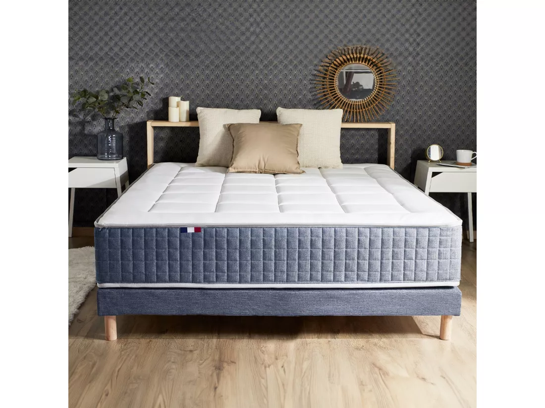 Ensemble matelas 7 zones KING STYLE, mémoire de forme & sommier Dimensions - 140 x 190 cm