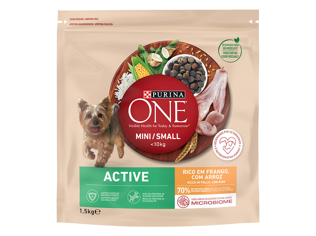 RAÇÃO PARA CÃO PURINA ONE MINI ACTIVE COM FRANGO 1.5KG