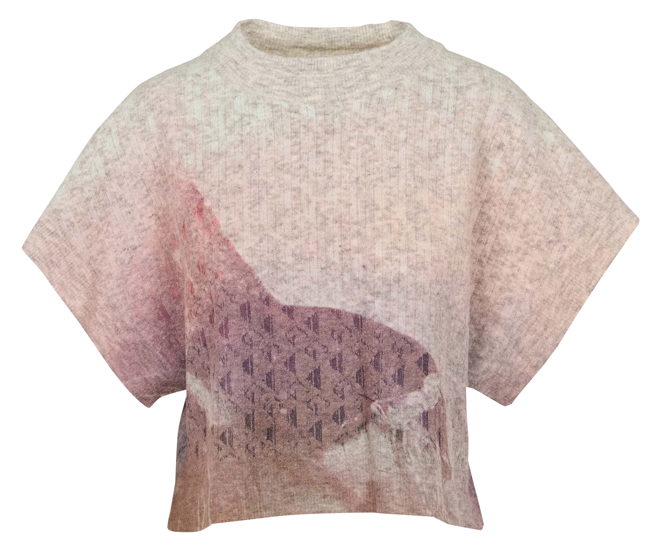 Pull col rond ample en laine mélangée imprimé | Gris