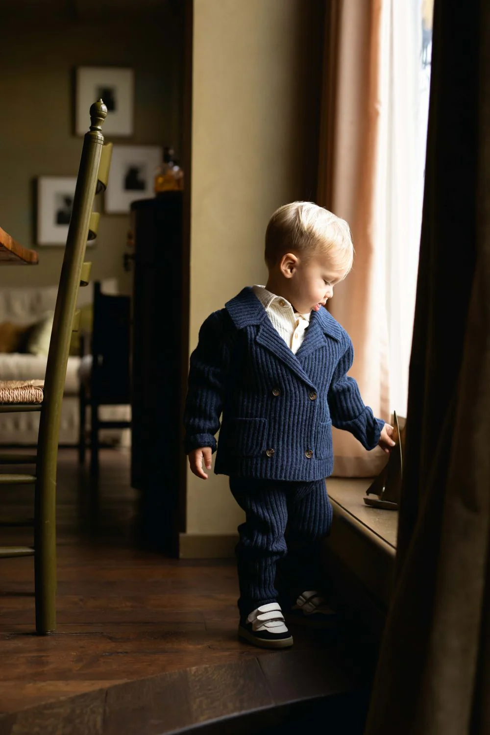 Sieb Merino Wool Cardigan | Blue Marine Melange